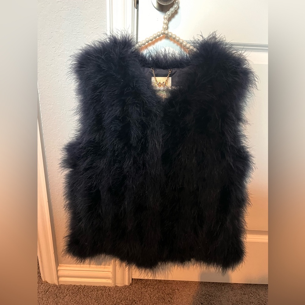 Pello Bello - Deep Navy fluffy Feather Vest